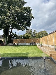 back garden with pond